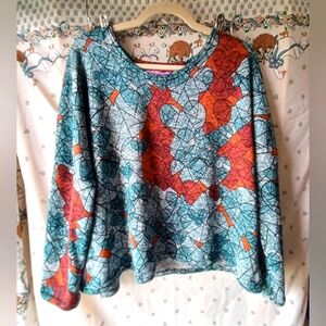 Purple Jam Long-sleeve with Geometric Heart Pattern Size Large